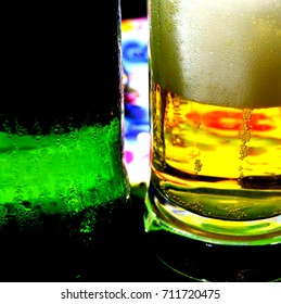 Beer and beer bubbles.