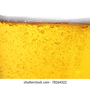 Beer With Bubbles Close Up