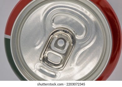 Beer Can Closeup From Above On White