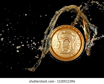 Beer Can With Drops Splash