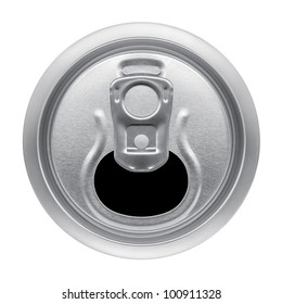 Beer Can On White Background, View From The Top