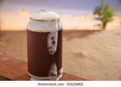 Beer Can Open In Front Of Dune