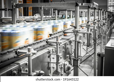 Beer Cans On The Conveyor Belt