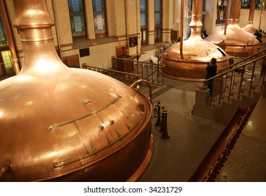 Beer Containers In A Brewery.