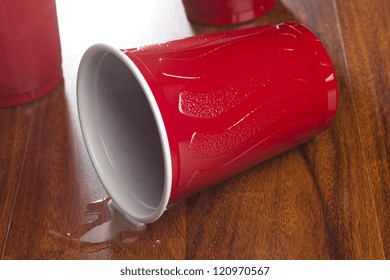 Beer In A Disposable Red Cup At A Party