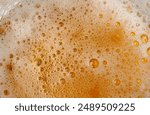 Beer Foam Texture, Bubbles on Alcohol Drunk Closeup, Ale Froth Pattern, Golden Beer Foam Textured Background Mockup with Copy Space for Text