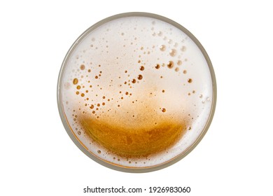 Beer In Glass. Beer Foam With Bubble. View From Above.