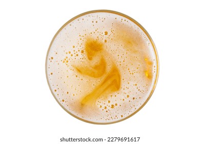 Beer in glass. Beer foam with bubble. View from above. - Shutterstock ID 2279691617