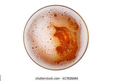 Beer In Glass. Beer Foam. View From Above.