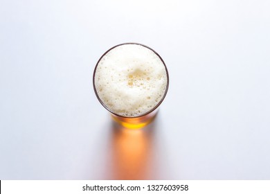 Beer Glass Isolated On White Background, Top View.