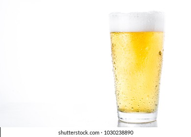 Beer Glass Jar On White Background. Copyspace