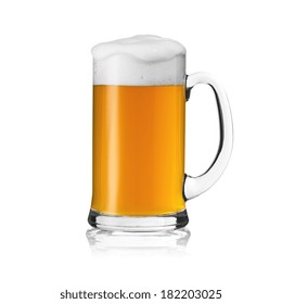 Beer glass beer mug stein glass mug beer mug with foam crown bayern munich golden isolated - Shutterstock ID 182203025