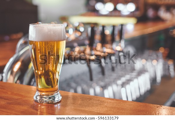 Beer Glass On Bar Table Beer Stock Photo 596133179 | Shutterstock