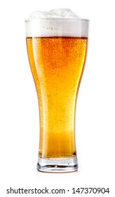 Beer Glass On White Background. Bar Drink.