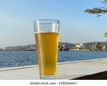 Beer in glass view waterview