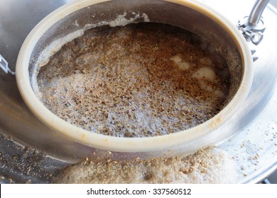 Beer Mash In A Mashing Machine Used For All Grain Commercial Beer Making.