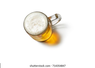 Beer Mug Isolated On White Background.Top View