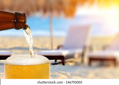 Beer On The Beach Background