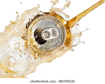 Beer Splash From A Can, Top View