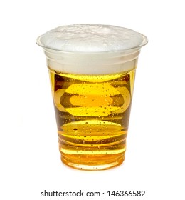 Beer In Takeaway Or Take Out Cup Isolated On White Background Including Clipping Path