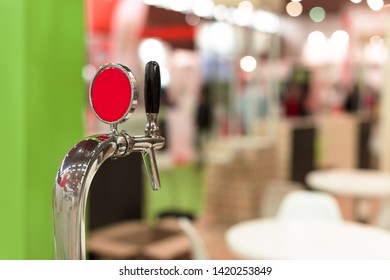 Beer Tap In Bar, Mock Up With Selective Focus