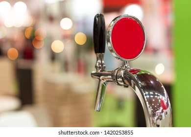 Beer Tap In Bar, Mock Up With Selective Focus