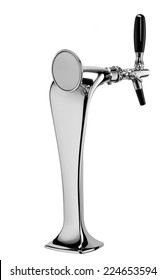 Beer Tap Isolated On A White Background In The Closeup