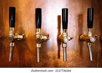 Beer Tap Many In A Row Bar Interior Copper Wall