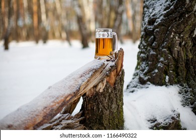 Beer In The Winter Forest