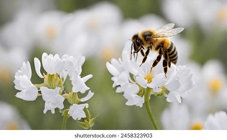 Bees scooping flowers, in a flower garden - Powered by Shutterstock