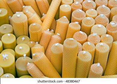 Beeswax Candles In Yellow And Orange