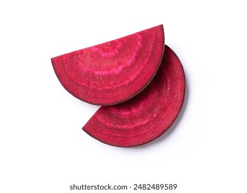 Beetroot (beet root) cut sliced isolated on white background with clipping path. Top view, flat lay. - Powered by Shutterstock