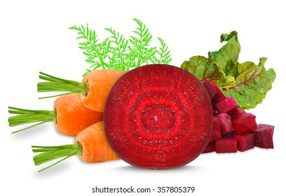 Beetroot And Carrot Isolated On A White Background