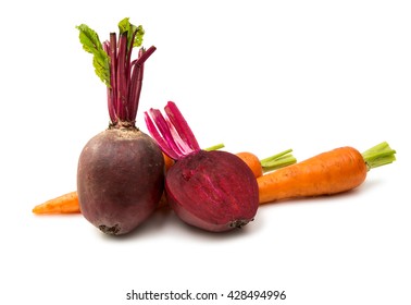 Beetroot And Carrot Isolated On A White Background