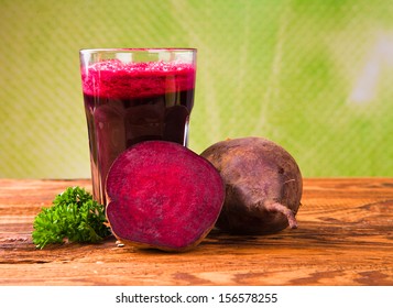 Beetroot Juice,Healthy Drink On Wood