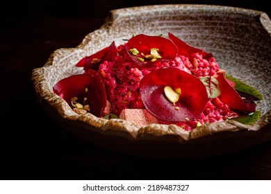 beetroot risotto on the table