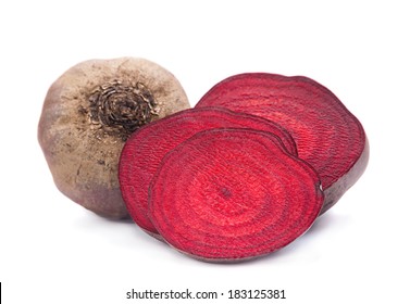 Beetroot Slice Closeup Isolated On White Background