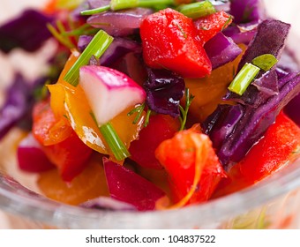 Beets, Carrots, Turnips, Pickles And Onion Salad Known As Russian Salad