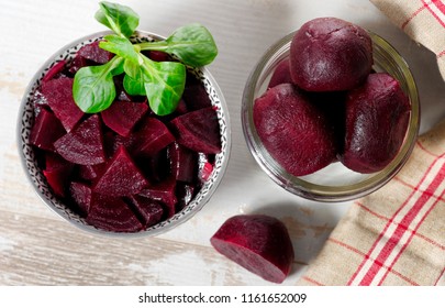 beets in a glass bowl with salad