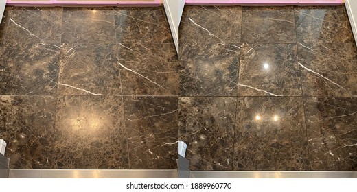 Before And After, Cleaning Polishing And Restoring Natural Marble Floor