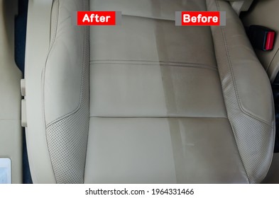 Before And After The Leather Seat Cleaning Service.