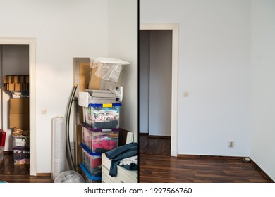 Before And After Room Declutter. Untidy House
