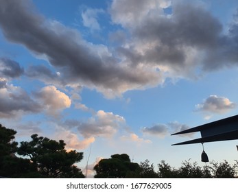 before sunset, sky with clouds