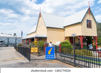 Bega, NSW, Australia-December 27, 2018: Bega Cheese Heritage Centre shop and information centre in the historical city of Bega, NSW, Australia, well known for dairy farming and cheese making