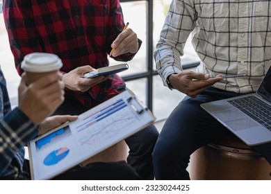 The beginning of a new business, modern young businessmen, meeting ideas, professional investors, working on projects, starting a new one. Brainstorm business planning ideas in Office - Powered by Shutterstock