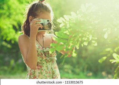 Beginning Photographer Little Girl Takes Pictures Stock Photo (Edit Now ...