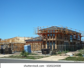 Beginning Stages Of Construction Of A House In A New Suburb Development