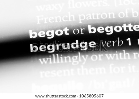 begrudge word in a dictionary. begrudge concept.