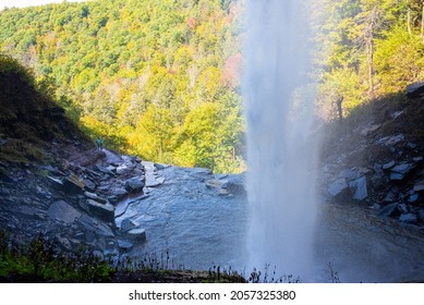 Behind Kaaterskill Falls In Autumn