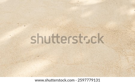 Beige Beach Sand with delicate textures and sun flare on surface, fine sandy beach at sunlight, minimal nature banner, calm relahation concept, natural shore ocean or sea close up texture outdoor 